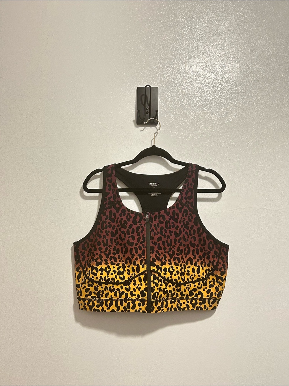 NWOT Torrid Active Ombré Leopard Zip Front Longline Sports Bra Yellow Purple 3X